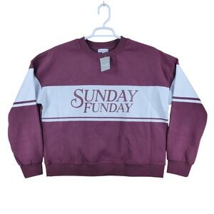 Kirkland's Home Sweatshirt Women Large Burgundy Sunday Funday Graphic Pullover